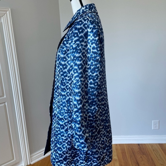 Dennis by Dennis Basso blue and leopard cheetah reversible dress coat size S - Picture 8 of 16
